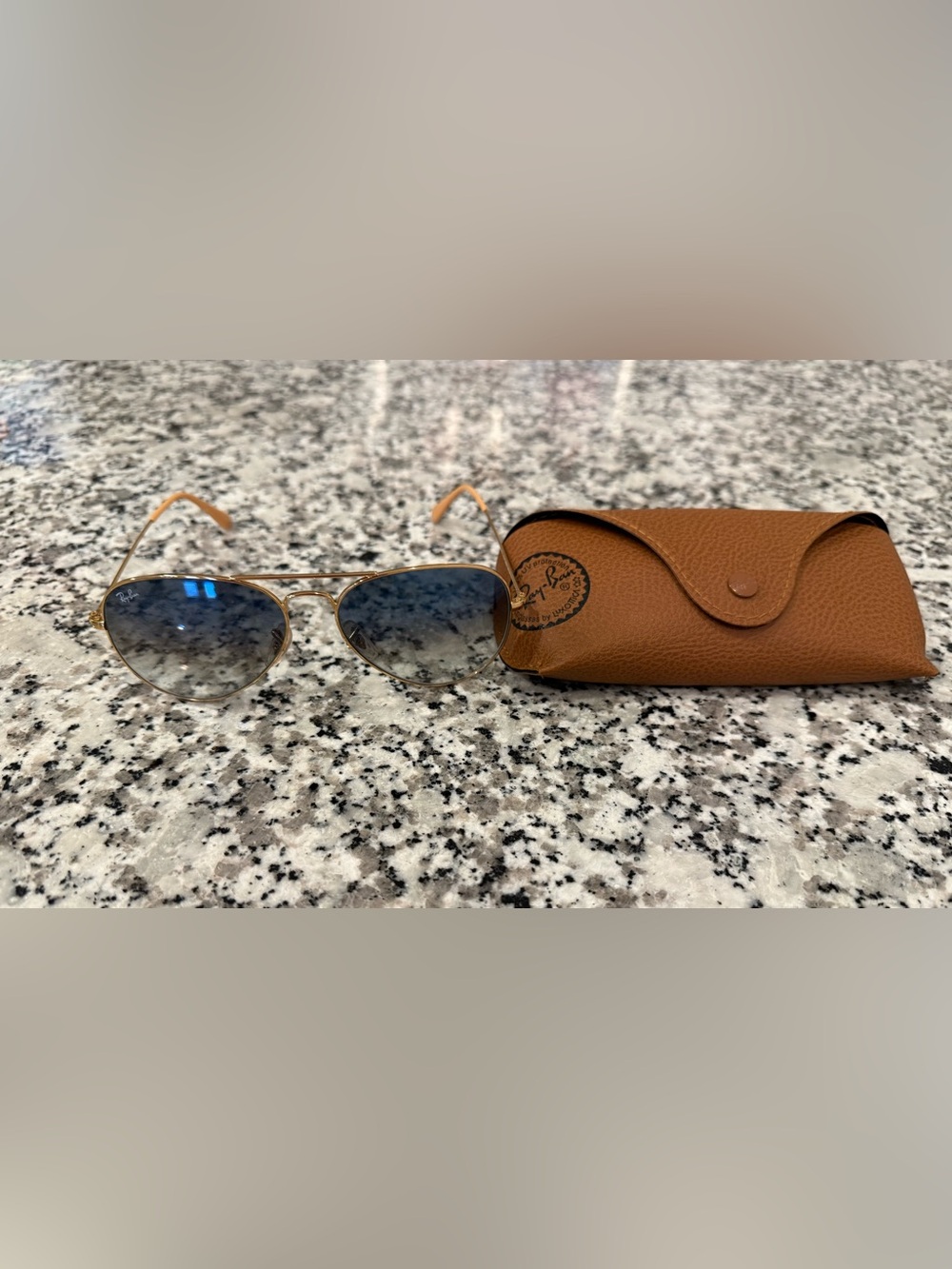 Authentic Ray Ban Aviator Sunglasses with original case - Blue Gradient Lenses